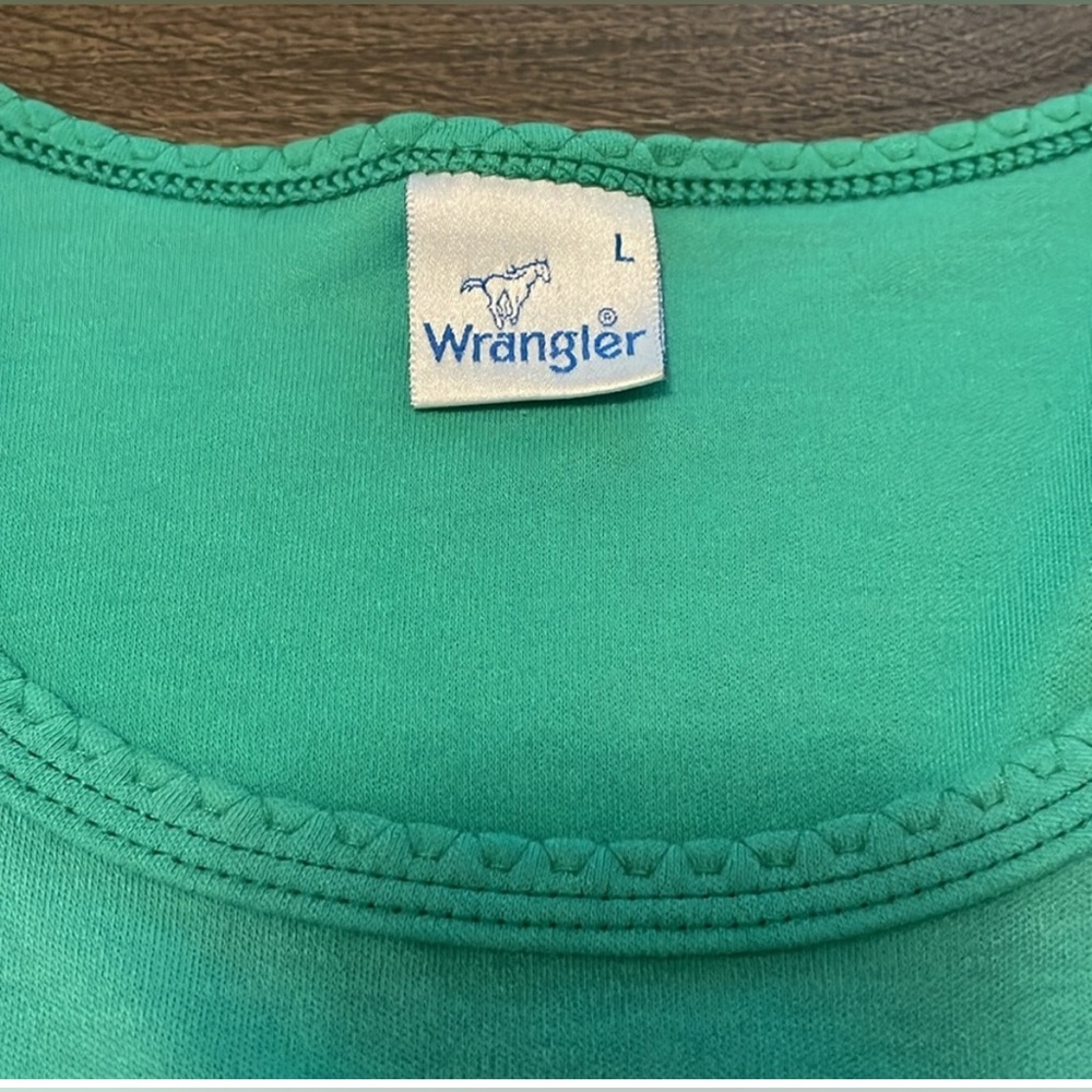 Vintage Wrangler Women's Light Green Scoop Neck Short Sleeve Tee Size M/L
